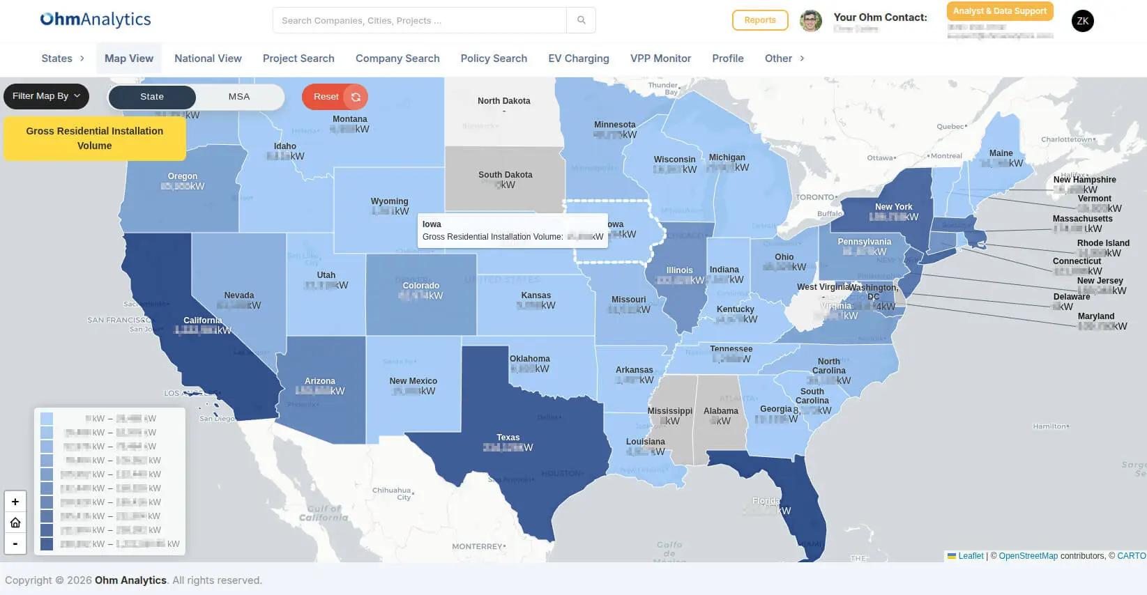 OhmAnalytics map view